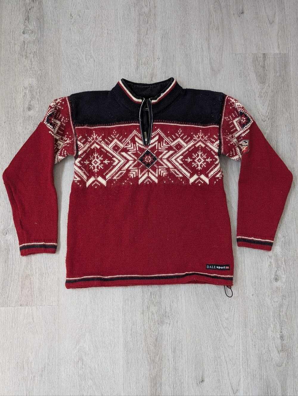Dale Of Norway Red Nordic Fair Isle Olympics Ski Quarter-Zip Sweater M *As Is*